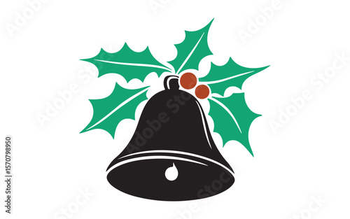 christmas bell with holly