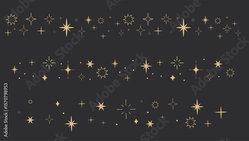 Stylized dividers and ornaments inspired by occult and mystic themes. Golden celestial elements for high-end magical aesthetics.