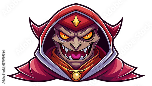Evil hooded cartoon character clip art. Vector illustration with simple gradients. Some elements on separate layers.. White background