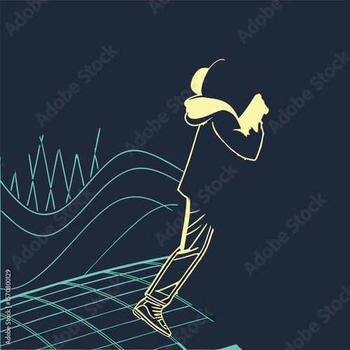 Whimsical silhouette illustration of a girl on a swing against the moonlit night, embodying the joy of dance and active funWhimsical silhouette illustration of a girl on a swing against the moonlit ni