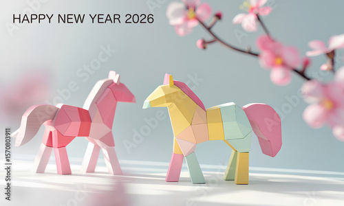 2026 年賀状素材（午年・干支・年賀状）ヨコ-1