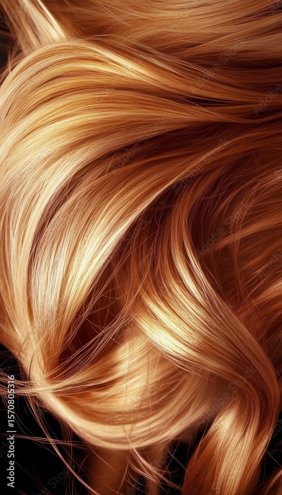 Naklejka premium Stunning Blonde Woman with Flowing Hair in Motion, Captivating Sunlight and Vibrant Color Detail
