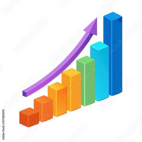 Colorful bar chart with upward trend arrow isolated on transparent background Free Download Colorful bar chart with upward trend arrow isolated on transparent background - GFXLoad