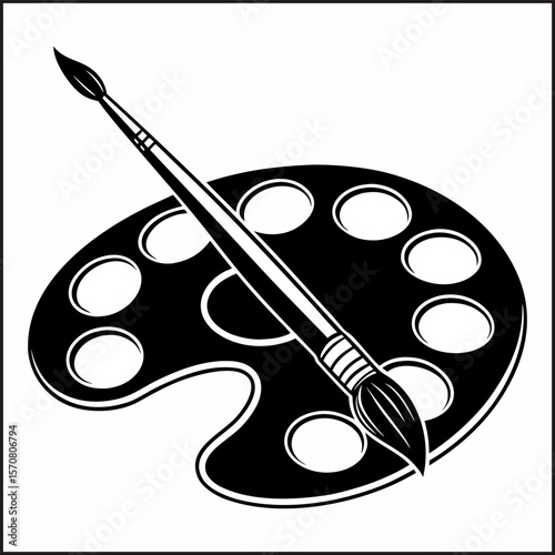 Paint Tray icons set line and glyph vector stock illustration
