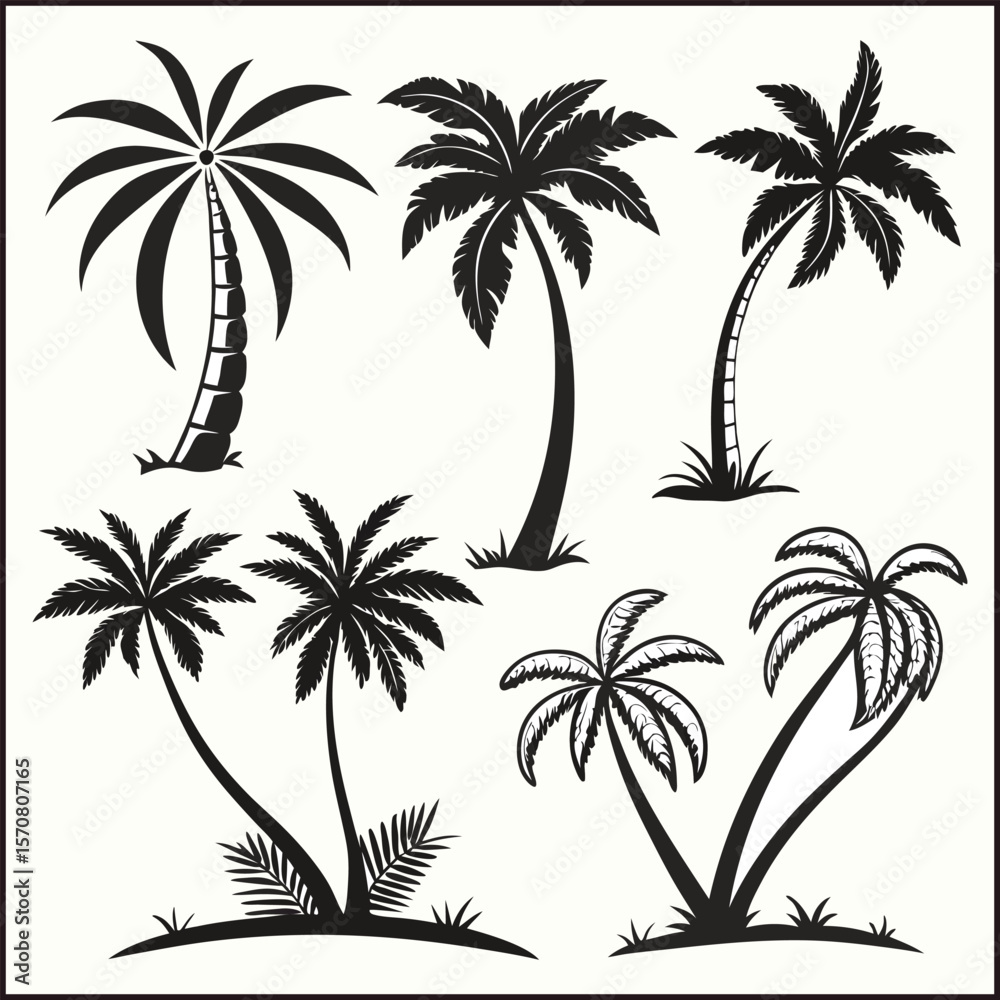 Fototapeta premium Silhouettes palm tree illustration