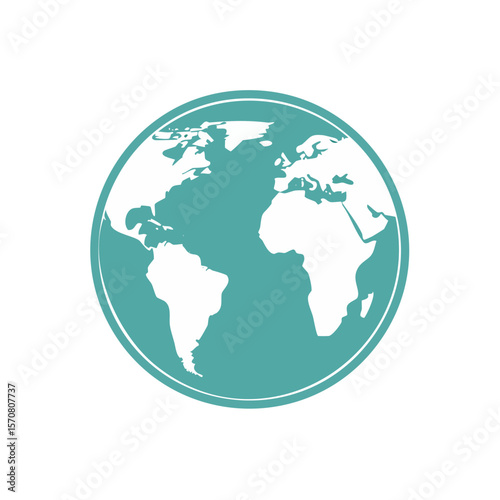 Teal world globe graphic representing global connection and international awareness on a black background.