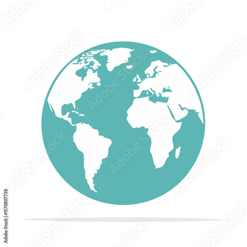 Earth globe simple design. World map icon graphic illustration, continents geography.