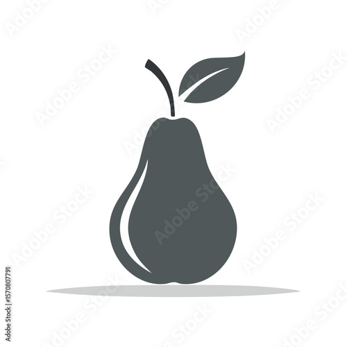 Pear illustration with a leaf isolated on dark background. Graphic design concept for healthy food and agriculture.