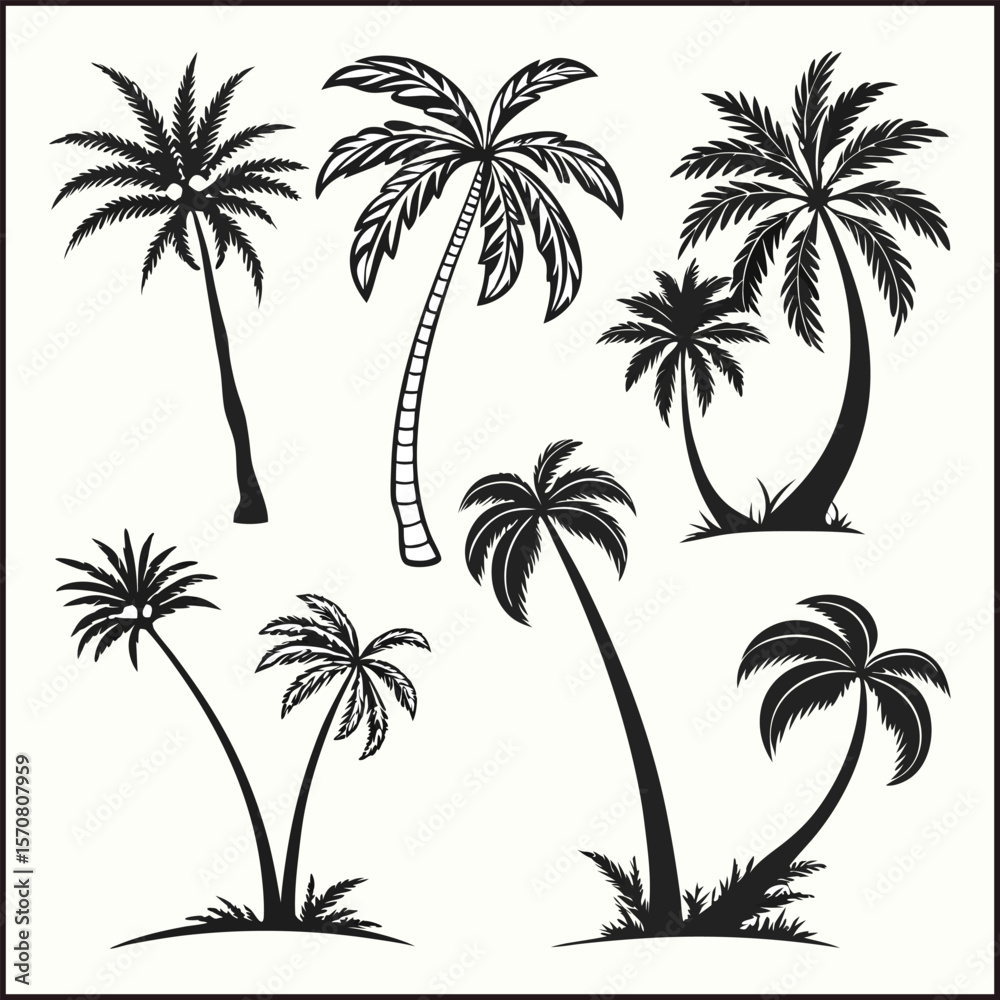 Fototapeta premium Silhouettes palm tree illustration