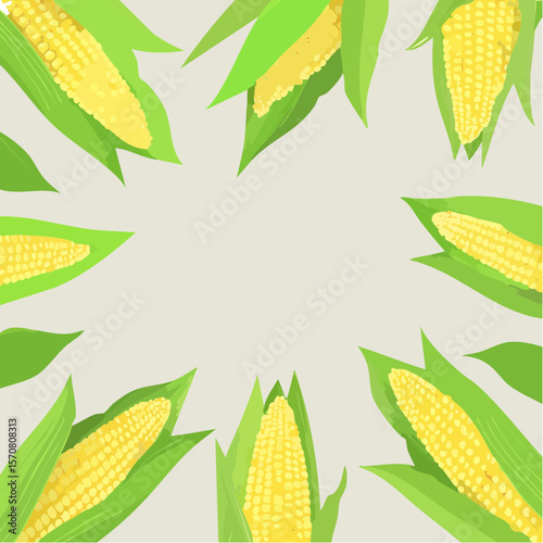 Corn on the cob frame for invitations, posters, or social media graphics.