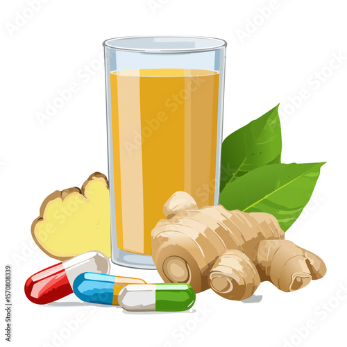Ginger juice with supplements for immune support.