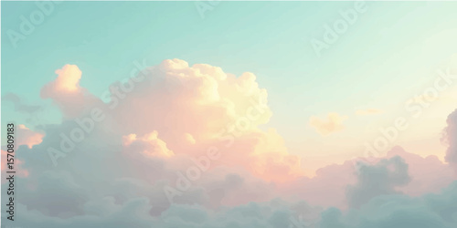 A beautiful blue sky with sun and white clouds, a vibrant nature cloudscape
