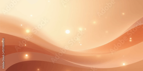Orange, yellow, and gold light waves flow across an abstract vector background, creating a bright, artistic glow and pattern