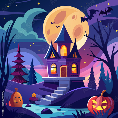 halloween background with castle