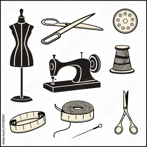 Vintage tailor elements set