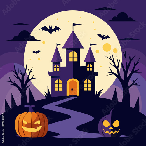 halloween background with haunted house