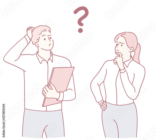 Two professionals are engaged in a discussion, showcasing both confusion and deep contemplation about the topic