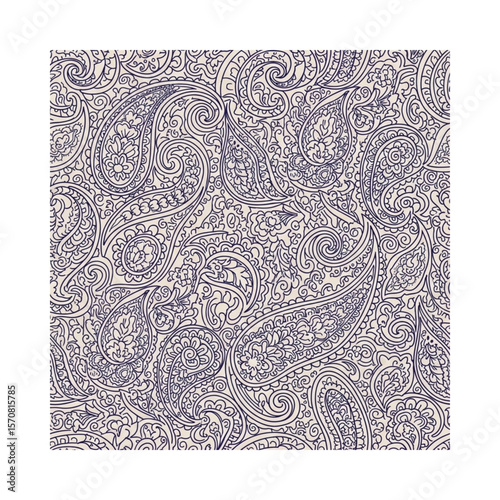 Intricate paisley pattern design with swirling shapes and floral motifs, creating a dense and decorative background.