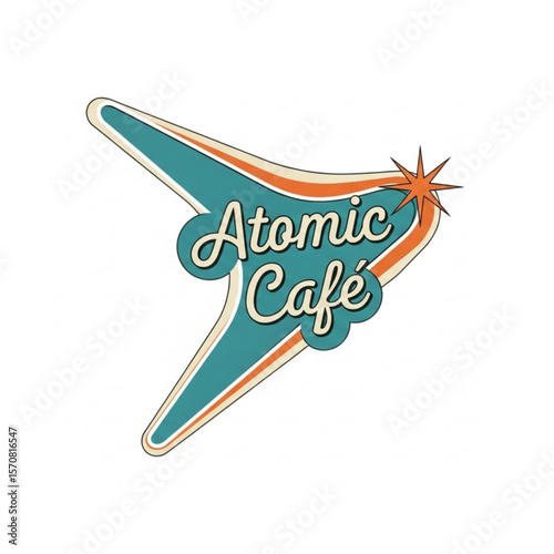 Retro-style logo design featuring the words "Atomic Cafe" in a vintage font.