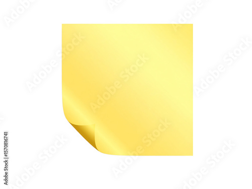 Blank yellow sticky note with a curled corner against a white background.