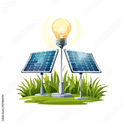 Solar Panels with Light Bulb - Clean Energy Innovation