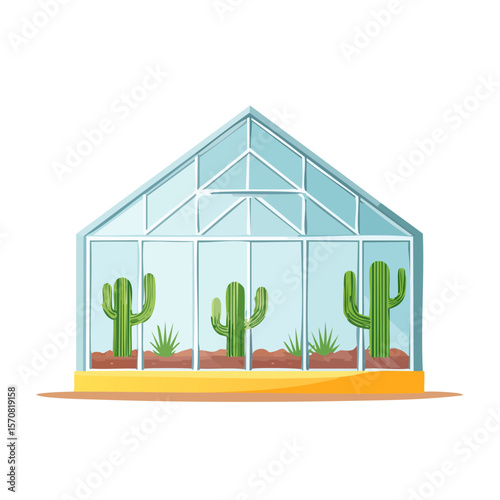 Cactus Greenhouse Illustration with Simple Design