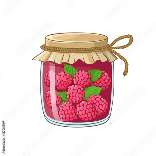 Jar of Raspberry Jam Illustration: A Sweet and Fruity Delight