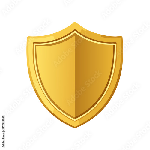 Golden shield graphic security symbol defense icon protection badge emblem award honor insignia vector art