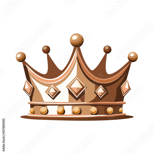 Cartoon golden crown illustration on black background Royal symbol graphic design Luxury headdress with jewels Decoration for medieval kingdom