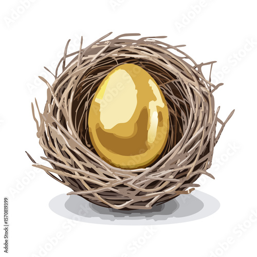 Golden Egg in a Nest SVG Illustration for Wealth, Hope, and New Beginnings
