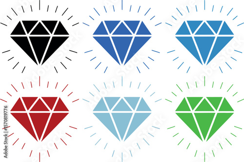 Diamond vector illustration set colorful gems precious stone luxury design