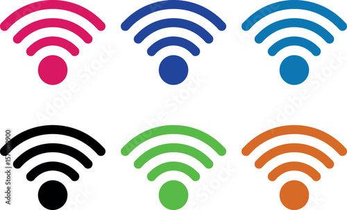 Colorful wifi signal icons wireless internet connection network technology