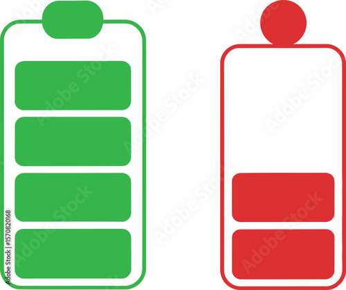Battery charge level indicator full and low battery symbol power indicator icon