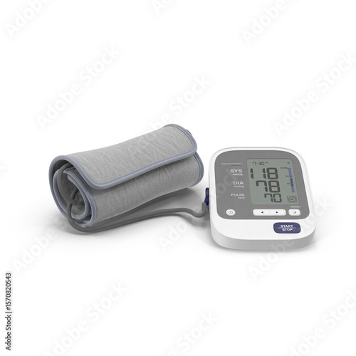Digital Blood Pressure Monitor, Accurate Home Readings  , 3d render, transparent background, PNG