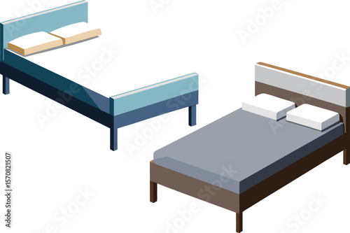 bed and furniture in vector 