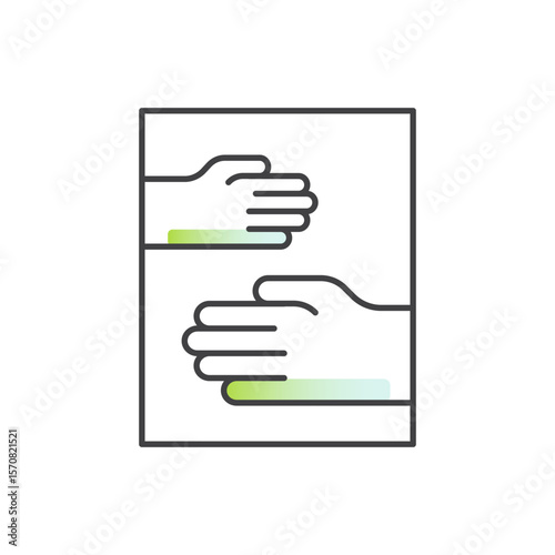 Donation and charity concept with online giving, financial support, heart, hands, fundraising, volunteering, nonprofit aid, generosity, and contribution in outline vector style icon logo