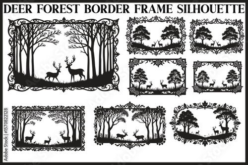 Deer Forest Border Frame Set