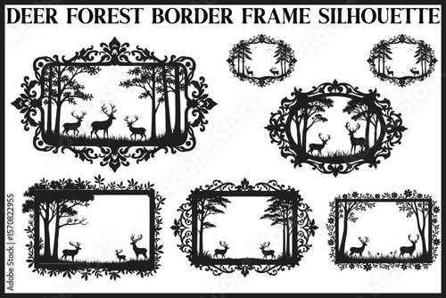 Deer Forest Border Frame Set