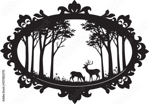 Deer Forest Border Frame Set