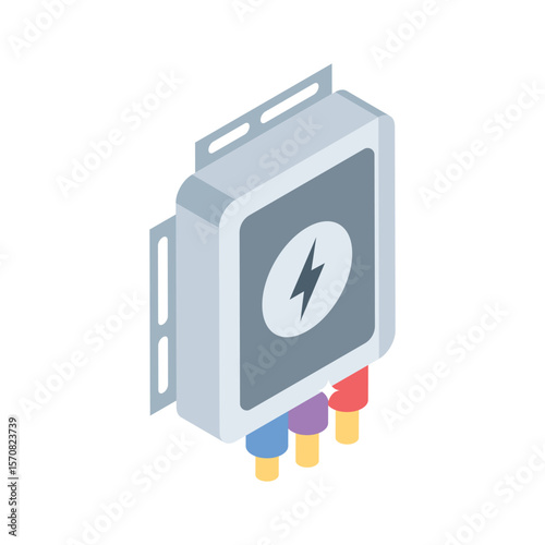 Premium isometric icon of electrical junction box setup