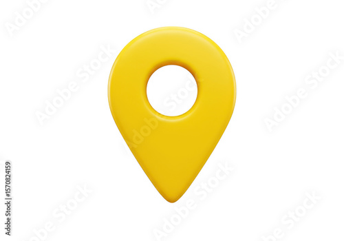 Yellow location pin isolated on transparent background
