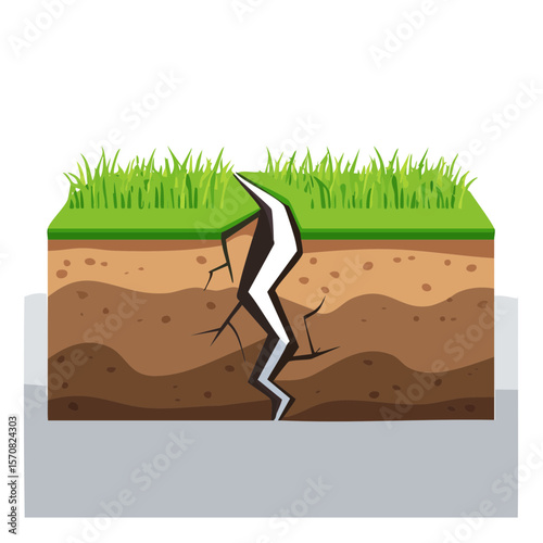 Soil Cross Section with Crack in Ground
