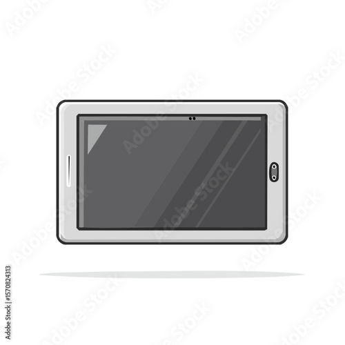 Stylized tablet computer illustration sleek digital device with gray screen and simplified interface modern technology graphic for design