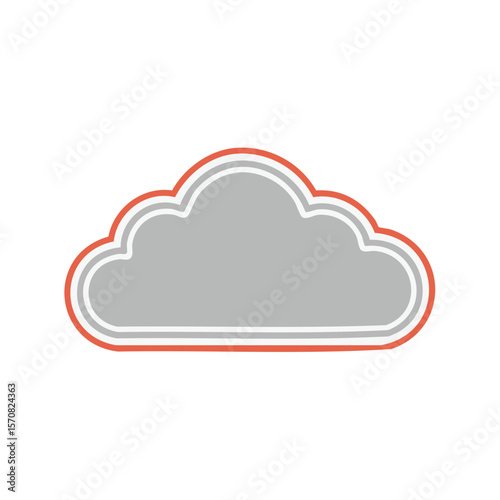 Gray Cloud Icon with Red Outline Isolated on Black Background Weather Symbol Design
