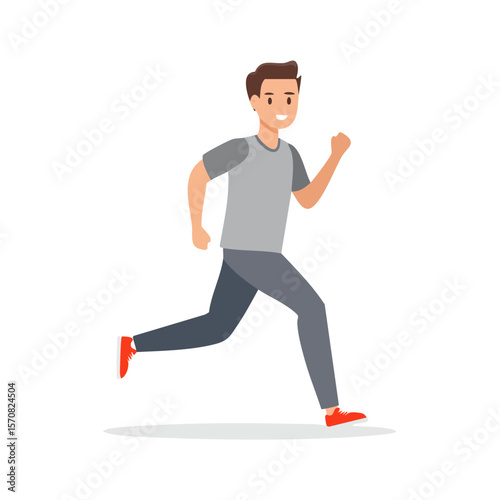 Man Running Sportswear Exercising Illustration Male Athlete Fitness Lifestyle Cartoon