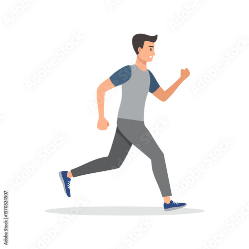 Athletic Man Running Silhouette Flat Illustration Fitness Exercise Healthy Lifestyle