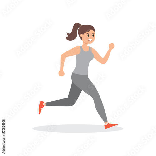 Active woman running exercise illustration fitness lifestyle wellbeing vitality