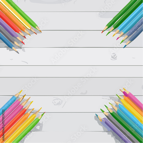 Colorful Pencils on Wood Background for Creative Projects and Designs