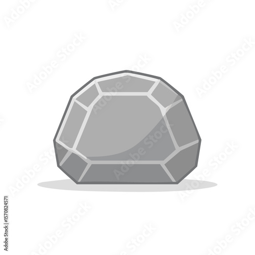 Cartoon Rock Illustration Gray Stone Pebble Isolated on Black Background