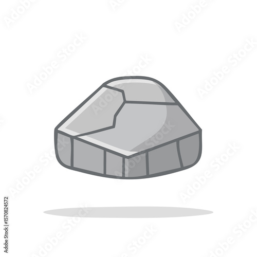 Cartoon Stone Structure with Shadow Floating Gray Rock Element Illustration